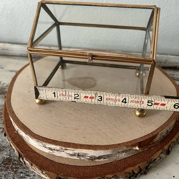 Vintage DISPLAY CASE BOX GLASS & BRASS KeepSake Curio Terrarium Hinge Lid Footed - Picture 9 of 9